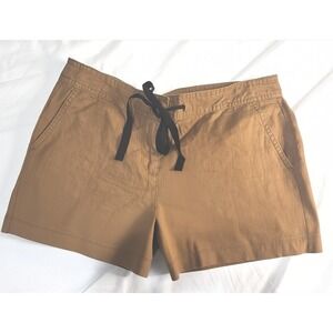 Ann Taylor LOFT Size 0 Brown 100% Linen Drawstring Shorts Womens Summer Casual